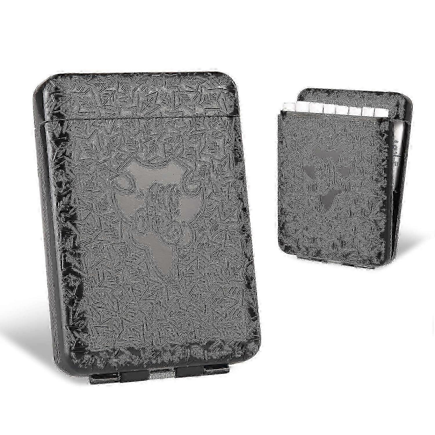 علبة سجائر الأعشاب القديمة - حامل سجائر معدني ، صندوق بيكي بلايندرز ل 16 سجائر بحجم كينج 84 مم ، هدايا عيد ميلاد فريدة (أسود)