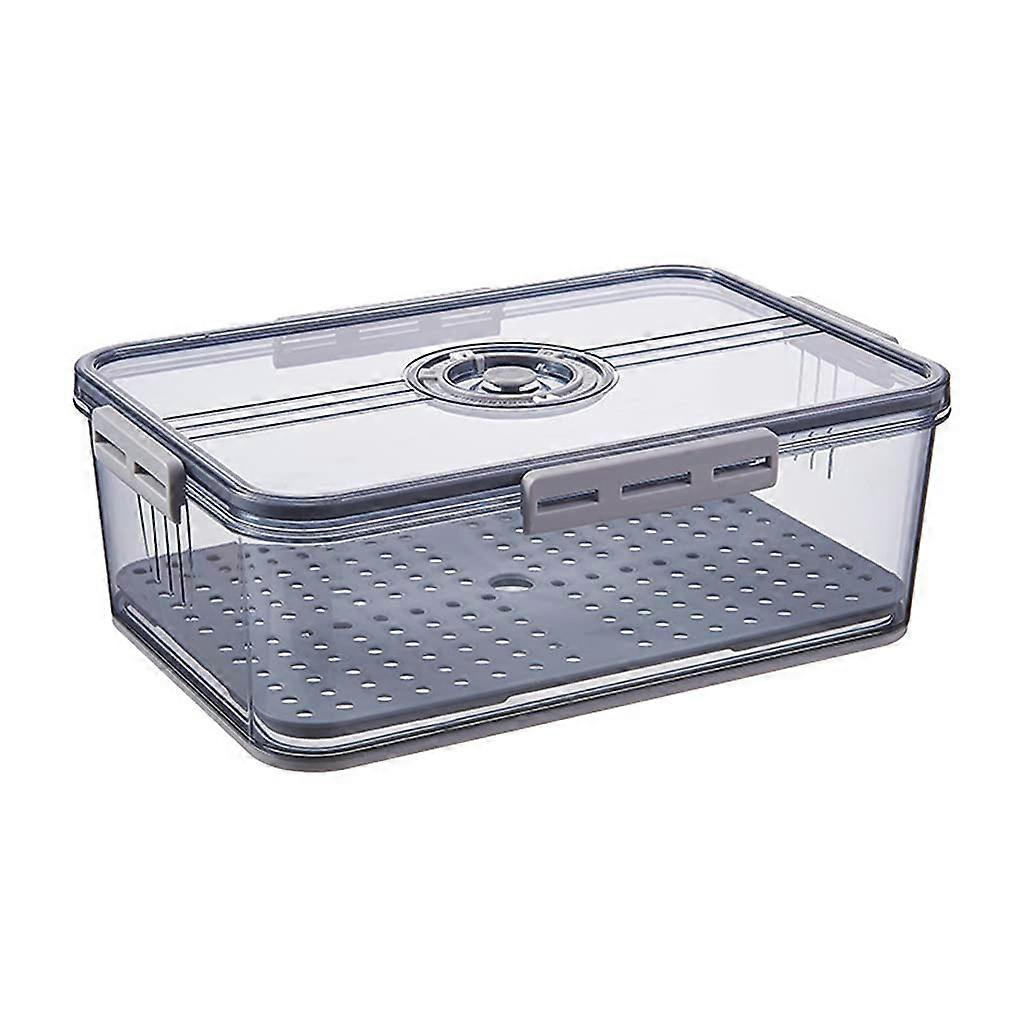 Lebensmittelvorstellungskastenbehaelter With Lid Drain Timing Fridge Organizer Gray Model I