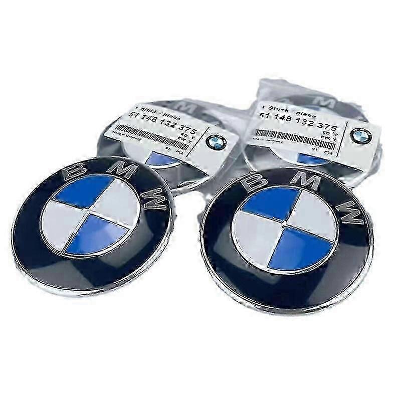 BM-W Logo Hood Replacement Set (82mm + 74mm) - Compatible with All Models