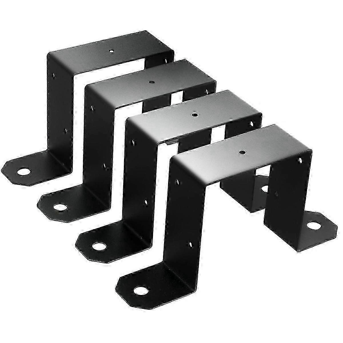 Black Decking Fence U Bracket Straps - 4pcs Post Ties