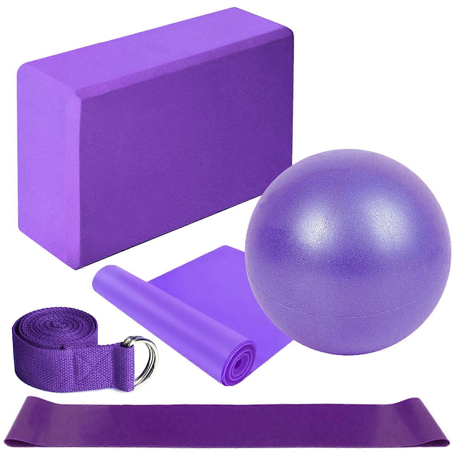 5pcs Yoga Equipment Set Include Yoga Ball Yoga Blocks Stretching Strap Resistance Loop Band Exercise Band