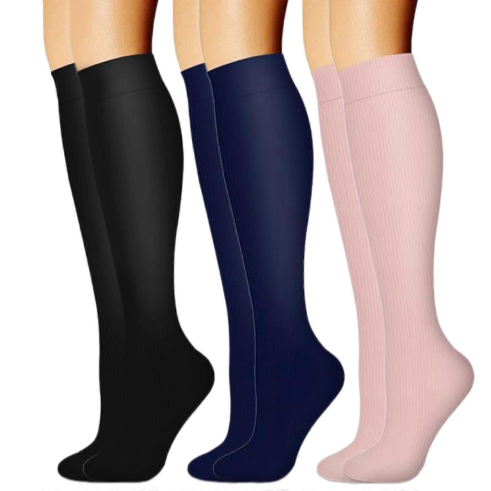 3 Pairs High Elastic Knee Length Compressed For Sports Enthusiasts And Long Distances Traveling Fatigue Relief 9 S M