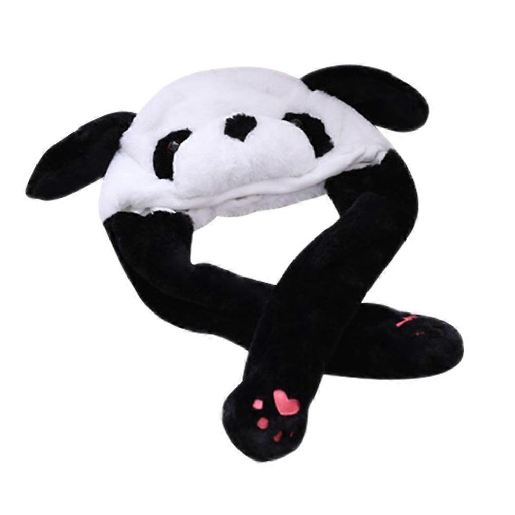 Movable Ears Panda Hat Plush and Comfy One Size Fits Most for Wearing Use