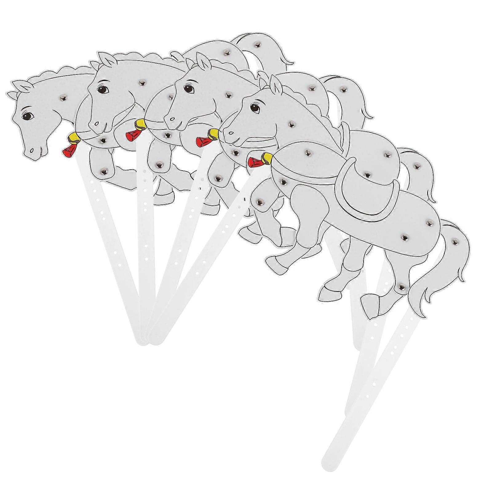 Shadow Puppets Diy Horse Puppet Craft for Puppet Figures White Paper Plastic 4Pcs