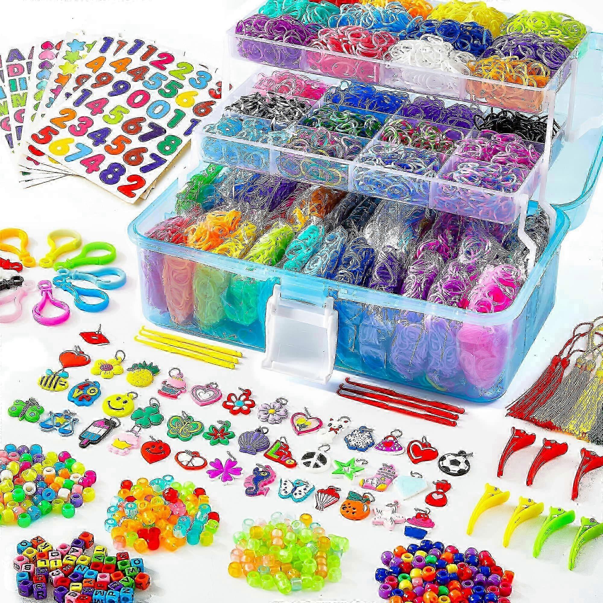 17500pcs Rainbow Loom Bands Kit de Recarga Com 600 S-clips 28 Cores Para Crianças