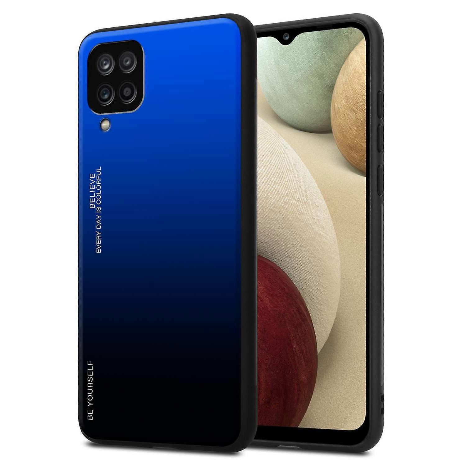Samsung Galaxy A12 / M12 TPUケース - 保護ガラス付きバックカバー - ツートンカラー