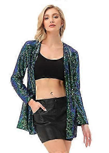 Women's Sequin Jacket Open Front Blazer Casual Long Sleeve Cardigan...