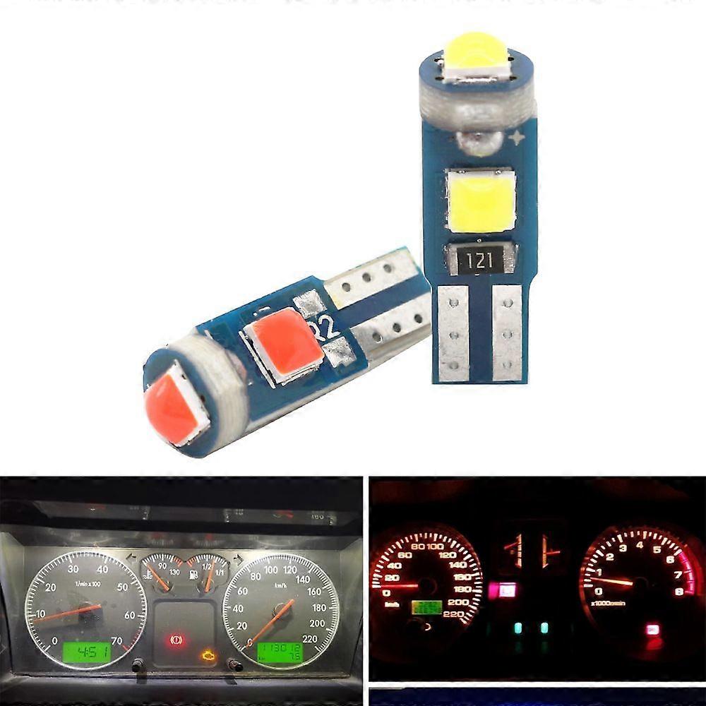 2 Pcs T5 Wedge Base High Power LED Bulb - 3030 3-SMD 12V Dashboard Instrument Cluster Lights with Lens Optics, Universal Fit -HK822