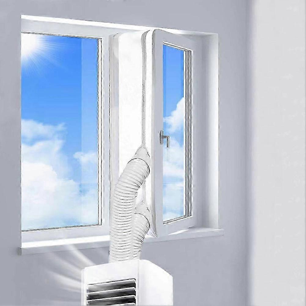 Zip and hook tape window seal for mobile air conditioning units