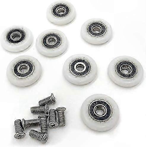Replacement Set of 8 Rollers for Shower Doors, Smooth Sliding Pulleys, Durable Runner Wheels