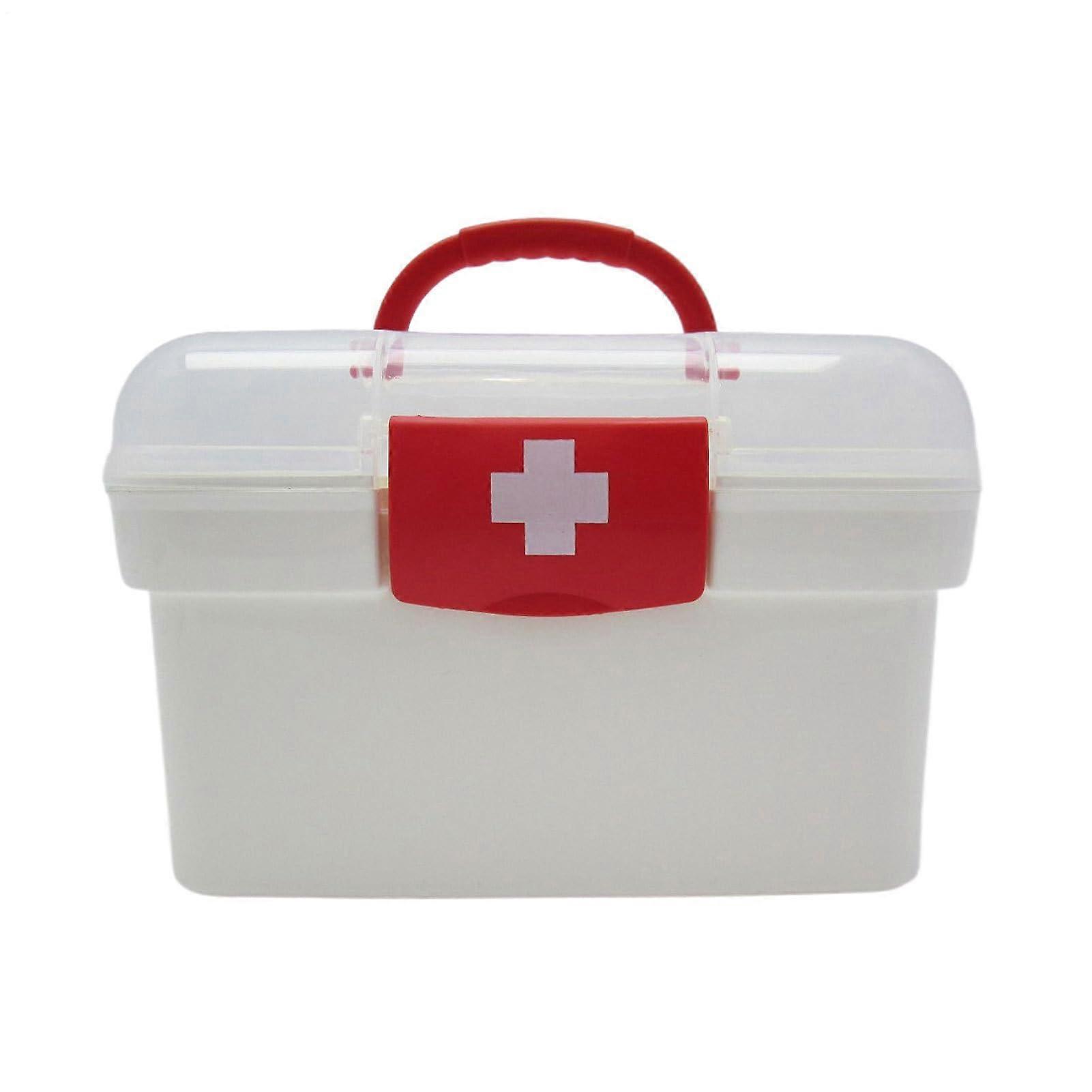 Medicine Organizer Box With Handle, Empty Carrying Case, Detachable Tray, Locking Lid, For Home Car Dorm Camping