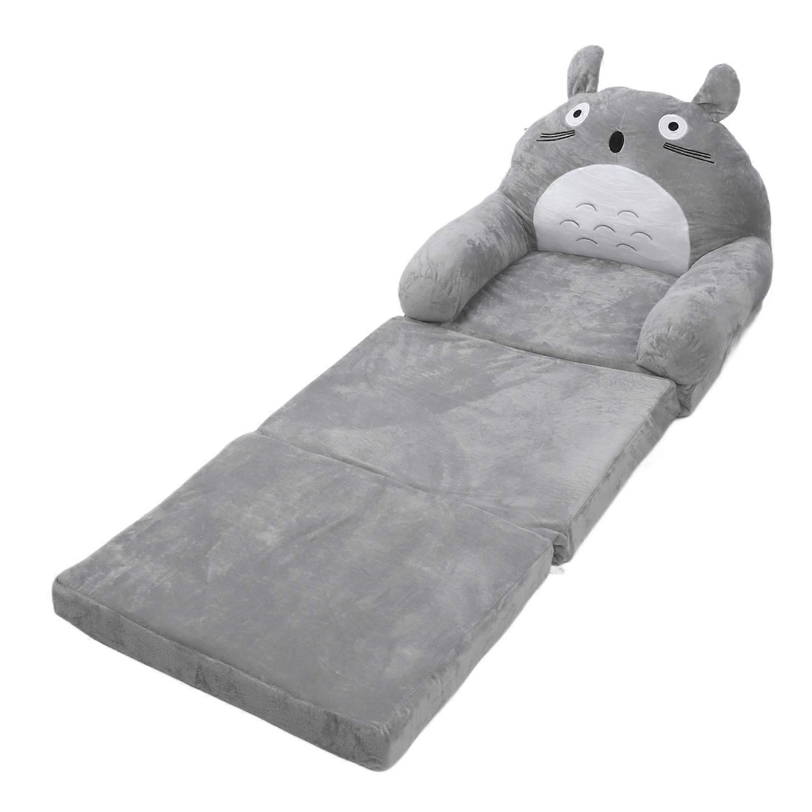 Foldable Kids Sofa Gray White 3-Layer Toddler Couch with Armrest