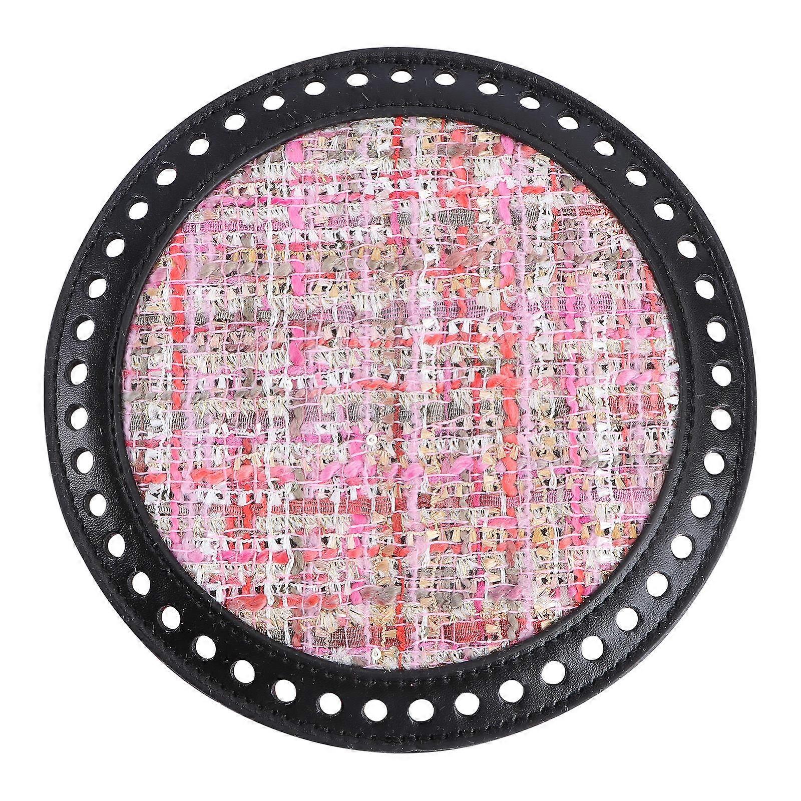 Round PU for Crochet Bags Durable DIY Material in Pink with Cloth for Handbag Bottom Protection and Handmade Craft Projects