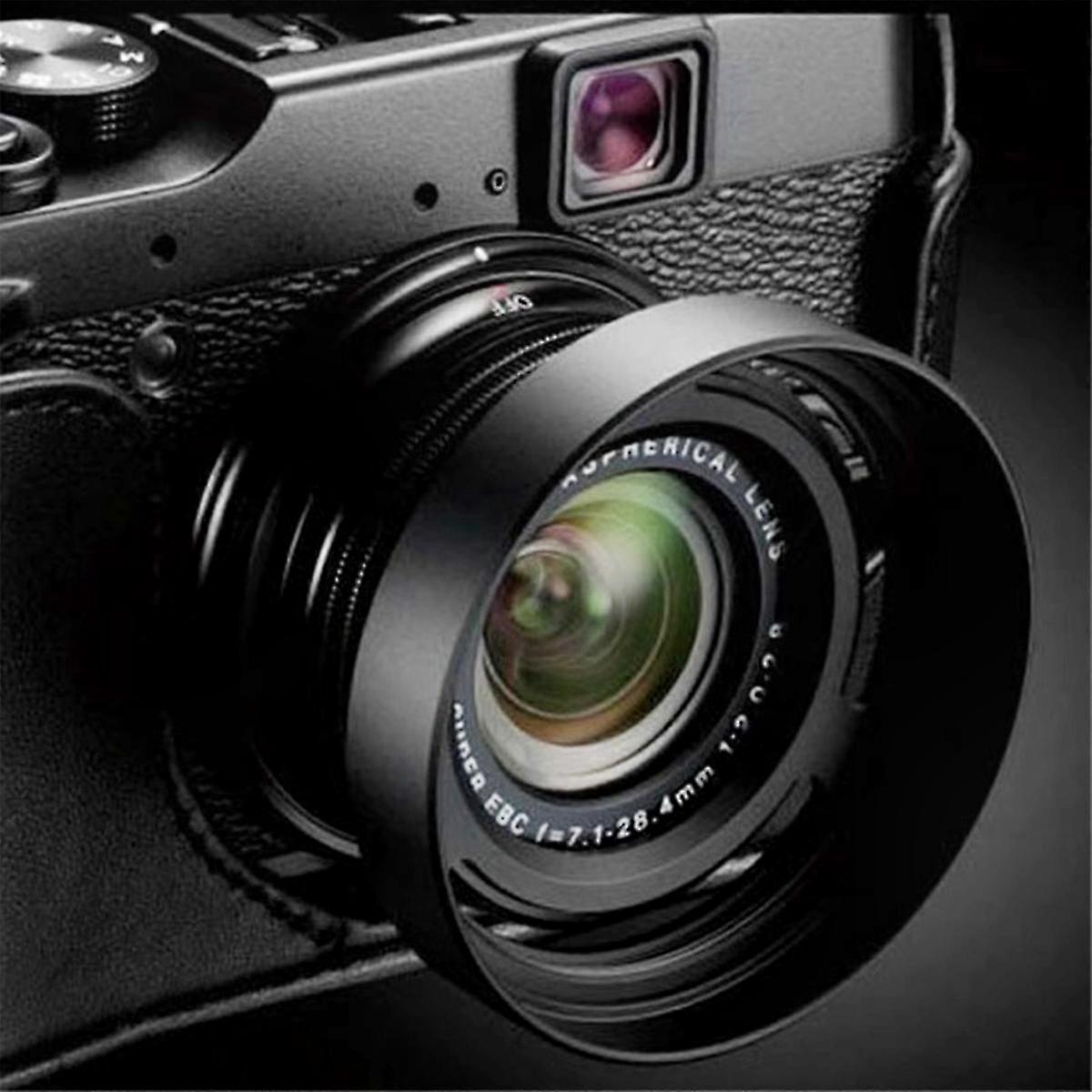 Adjustable Lens Hood for Fuji X10 X20 X30 Cameras - Black Removable Design