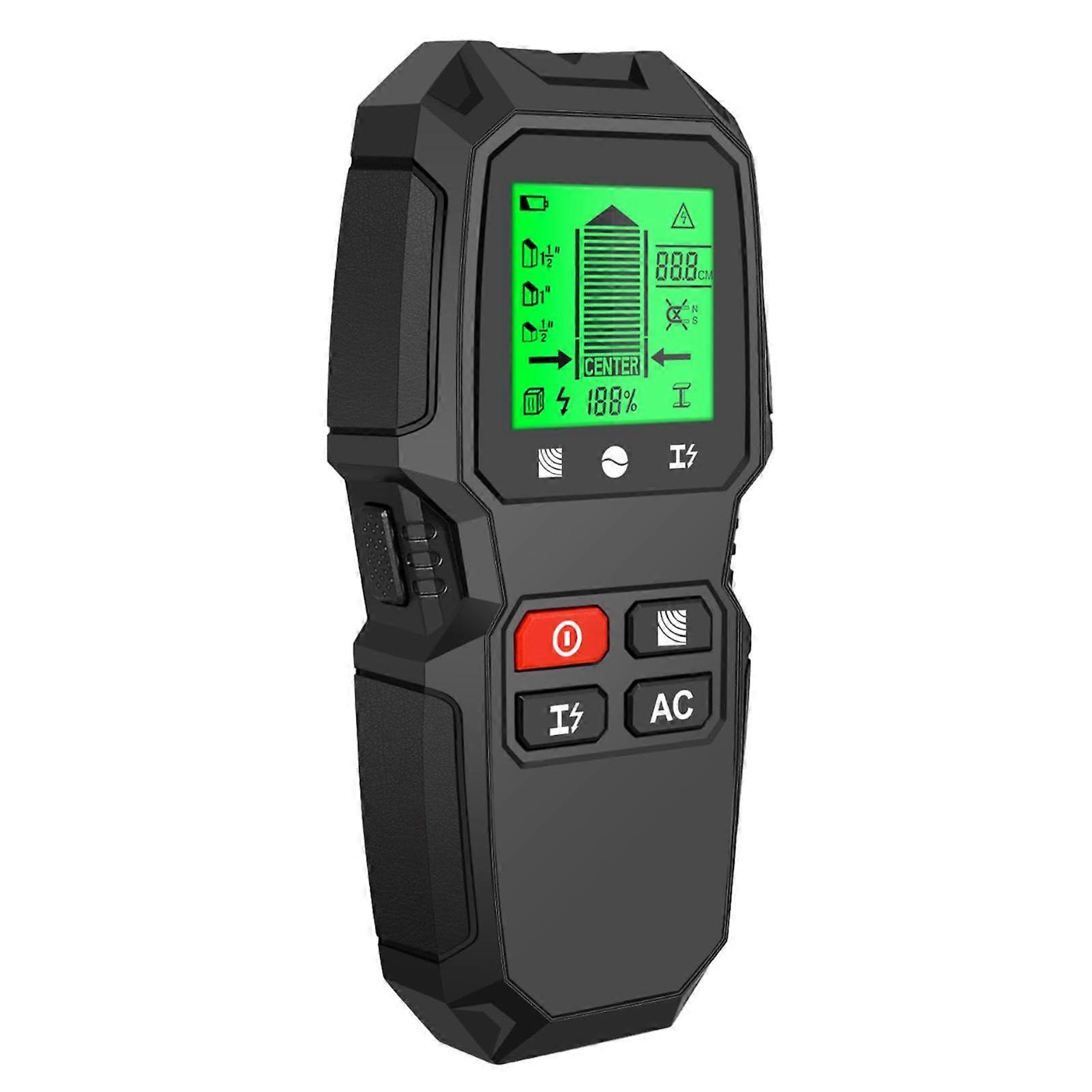 Stud Finder Tool Wall Scanner LCD Display, Center Edge, Beam Finder, Wood Metal AC Wire Detection, 7.6x3.4x1.4in Black