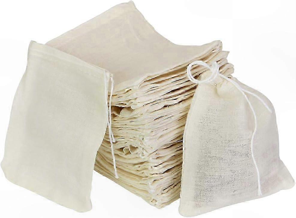 Reusable Cotton Muslin Bags for Herbs, Spices, and More - Drawstring Closure, Eco-Friendly Unbleached Mesh Solution