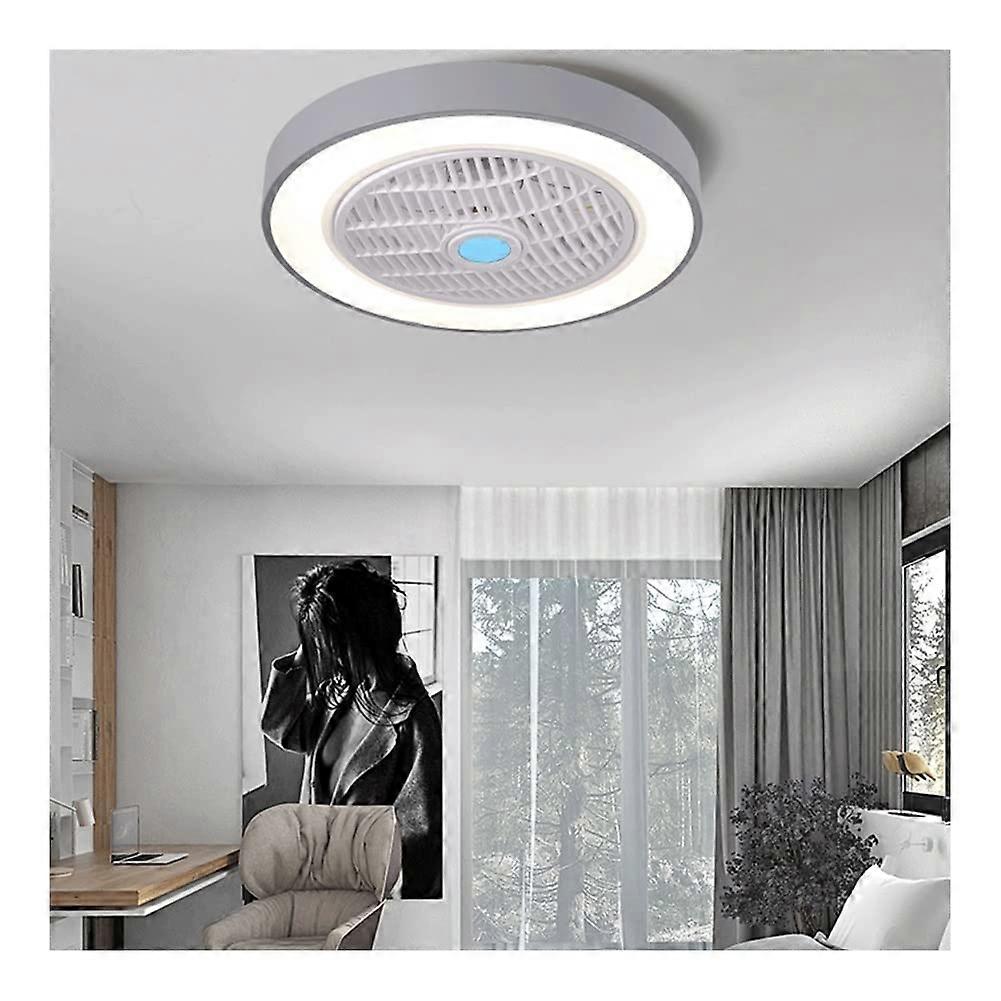 Ceiling Fans With Lamps Round Ceiling Fan With Light Modern Metal Shell Lampshade Semi-Flush Mount 3-Speed LED Remote