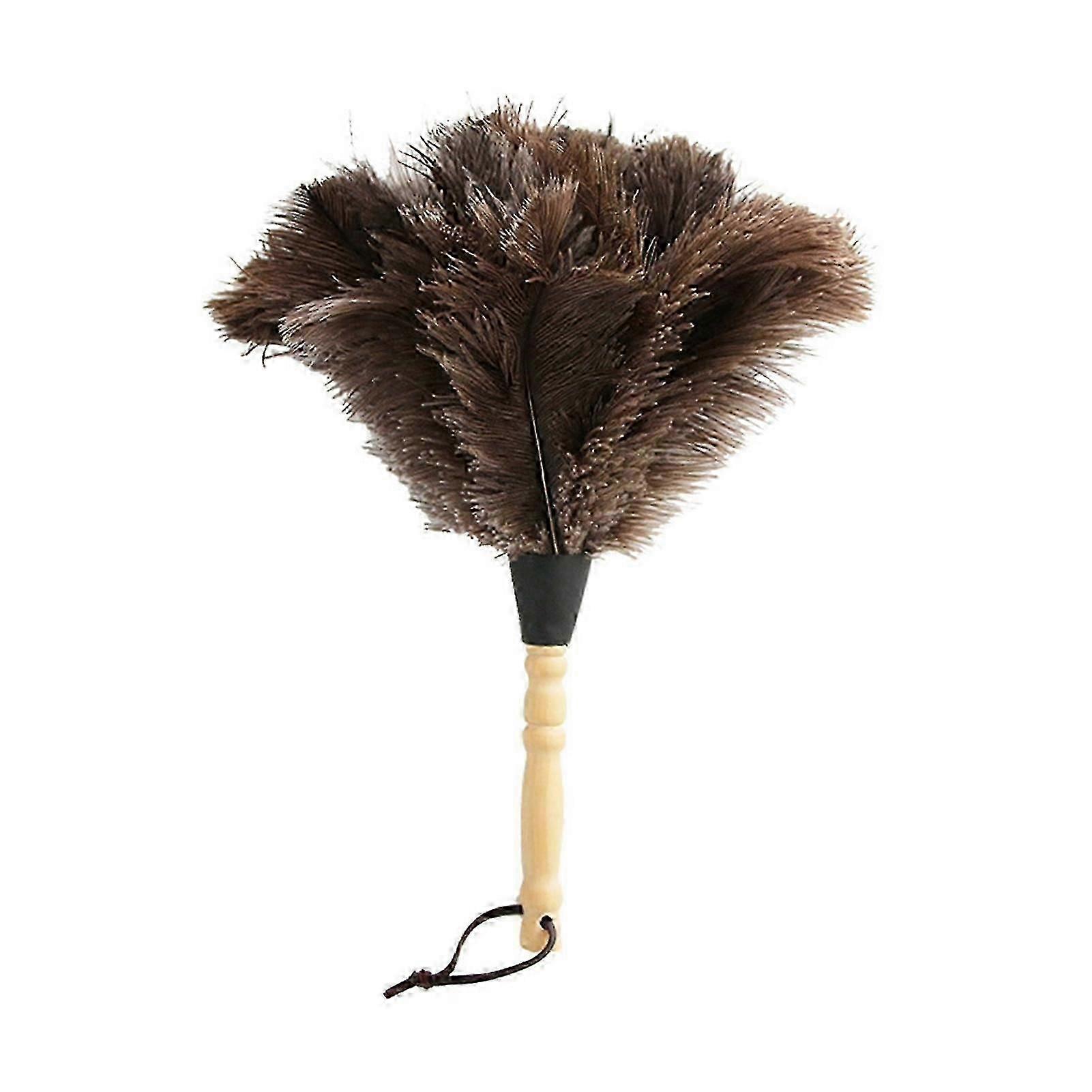 Feather Duster Soft Anti-static Eco-Friendly Washable Recyclable Cleaning Ostrich Hair Wooden Handle Fluffy Duster compatible with Home