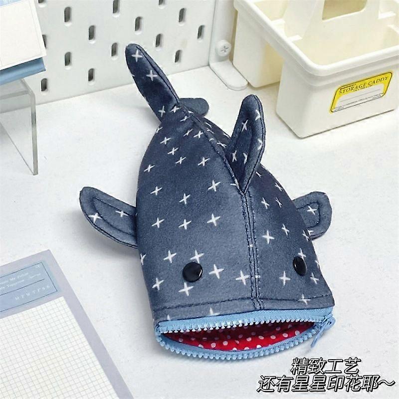 Shark Small Pencil Case: Funny Star Pattern Coin Purse - Large Capacity Stationery Organizer - Canvas Zipper Pouch for School Office Travel Supplies