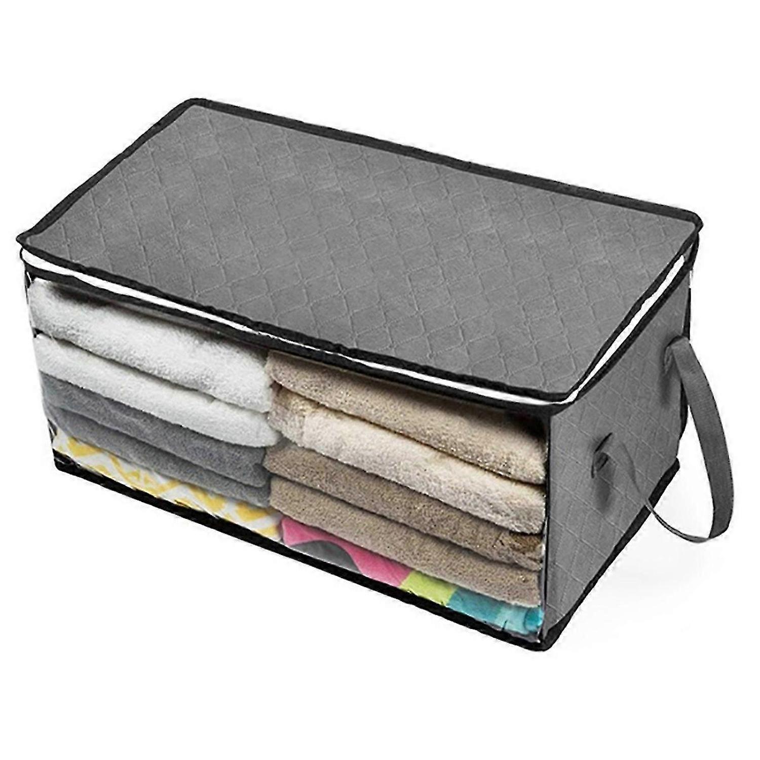 2PCS Stackable Non Woven Clothes Storage Collecting Case-Gray