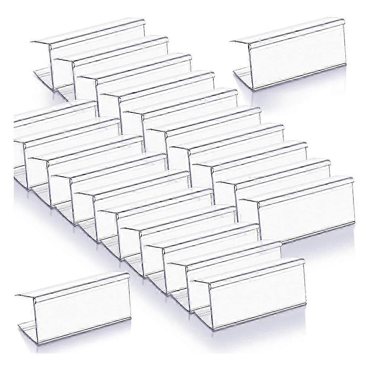 100 Pcs Wood Shelf Label Holders Clear Plastic Price Tag 2.4 in L X 1 in H for Bookshelf Shelves, Wo