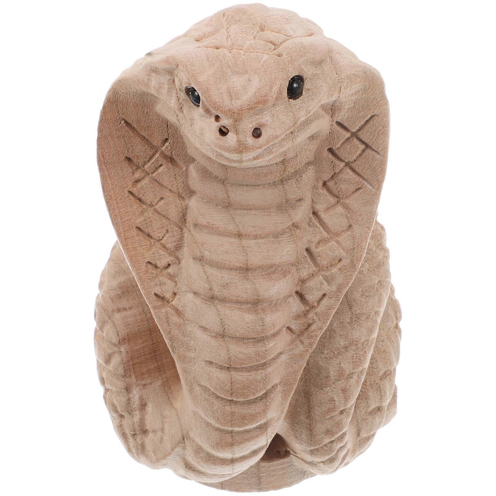 Hand Carved Wooden Snake Statue for Decoration 2Pcs Chinese Year of The Snake