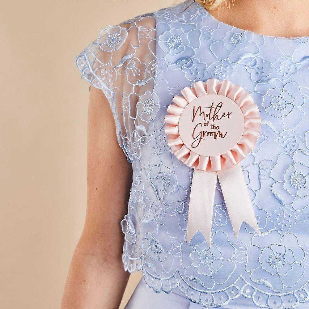 ピンク&ローズゴールドマザー・オブ・ザ・グルーミング・ロゼットバッジ - ヘン・パーティー