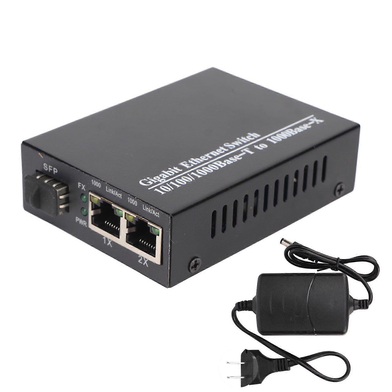 Fiber Transceiver Gigabit SFP to RJ45 Multifunctional Compatibility Optical Media Converter 100240V US Plug