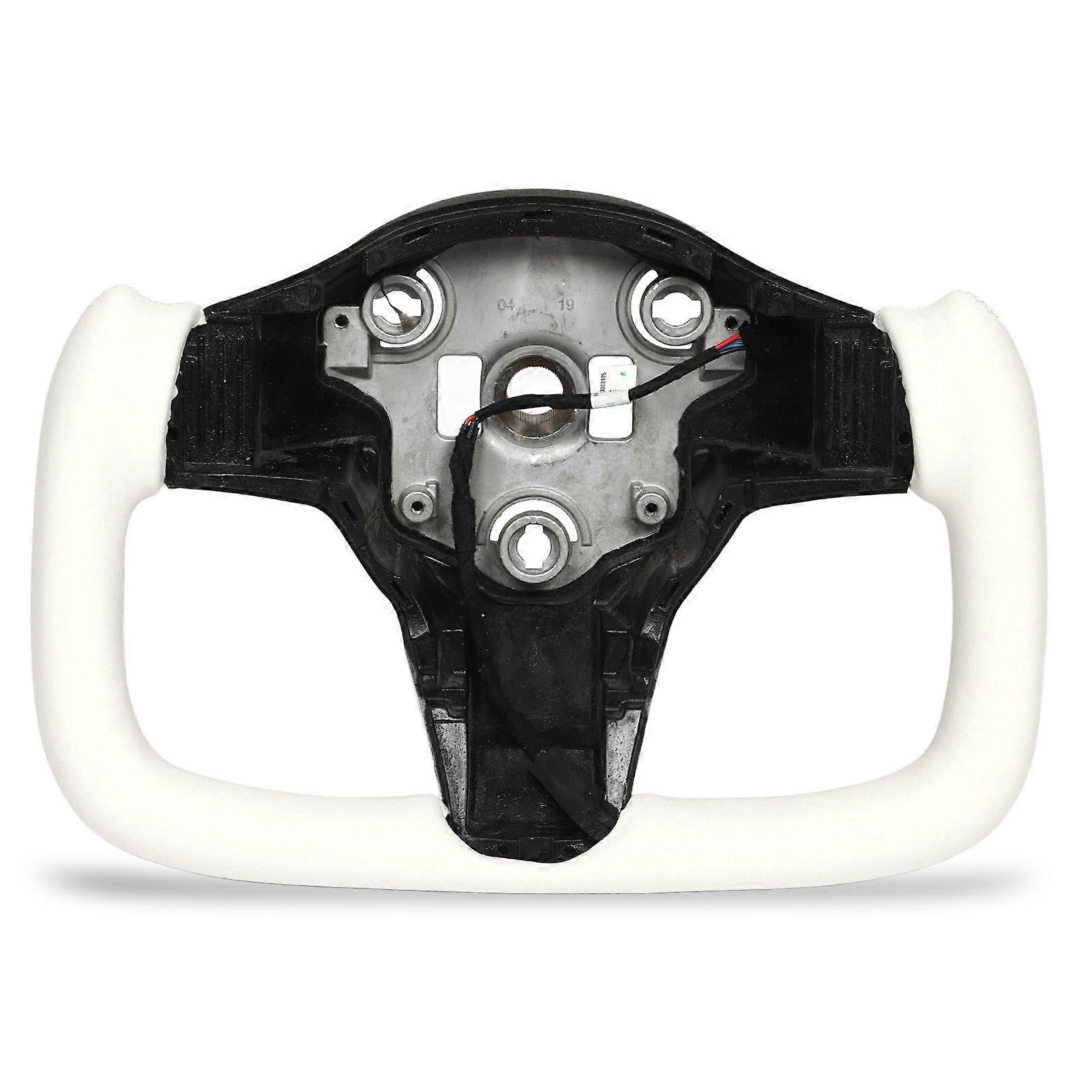 Yoke Steering Wheel with Heating Function White Nappa Replacement for Tesla Model 3 20172021