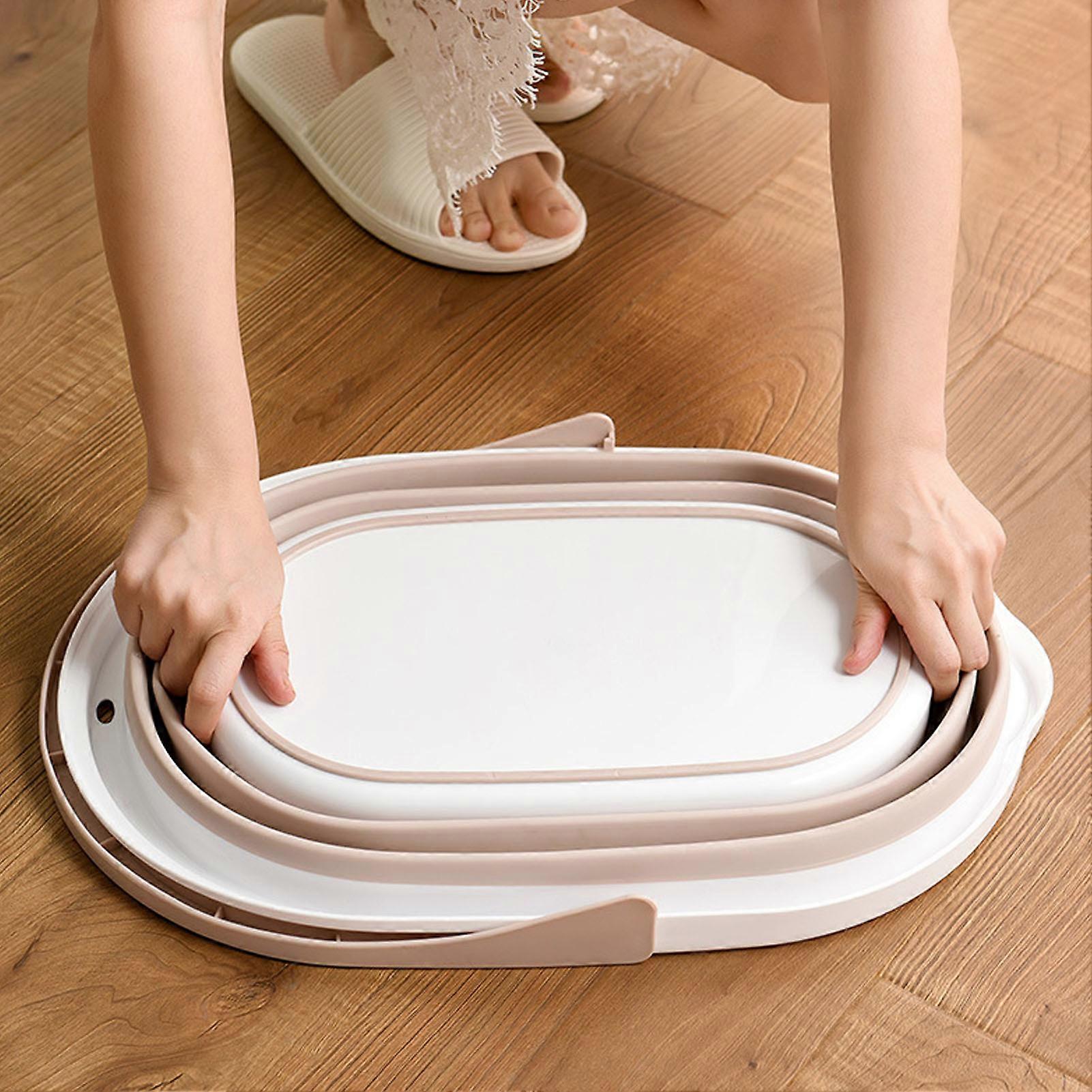 Collapsible Mop Bucket 690g Large Capacity Khaki Portable Handle