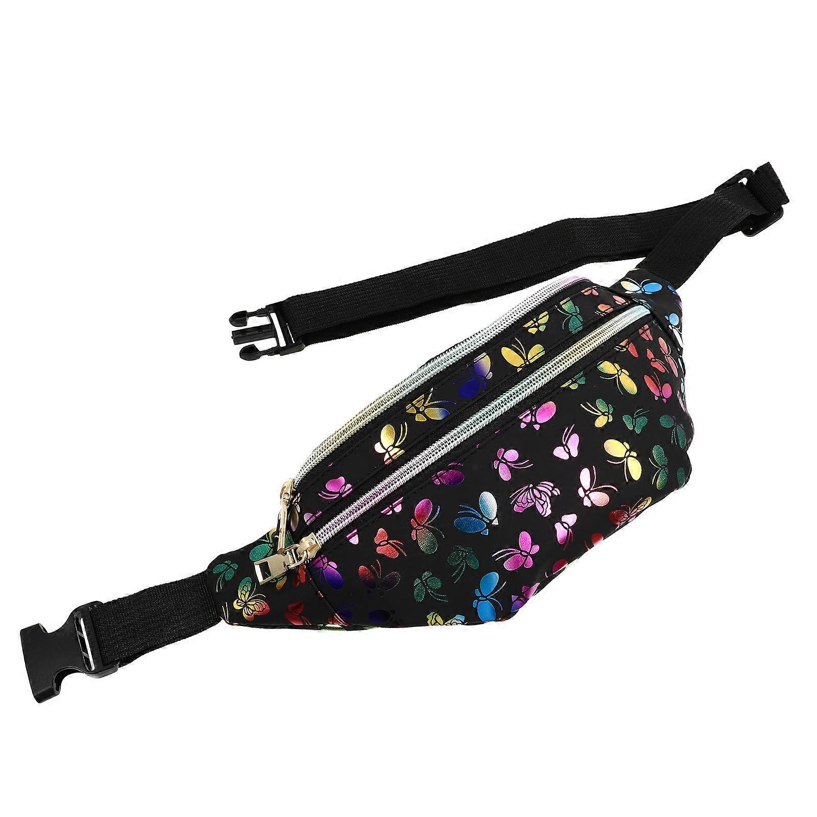 Mobile Waist Bag for Storage Use 1Pcs Black PU Cloth Cross Body Storage Bag