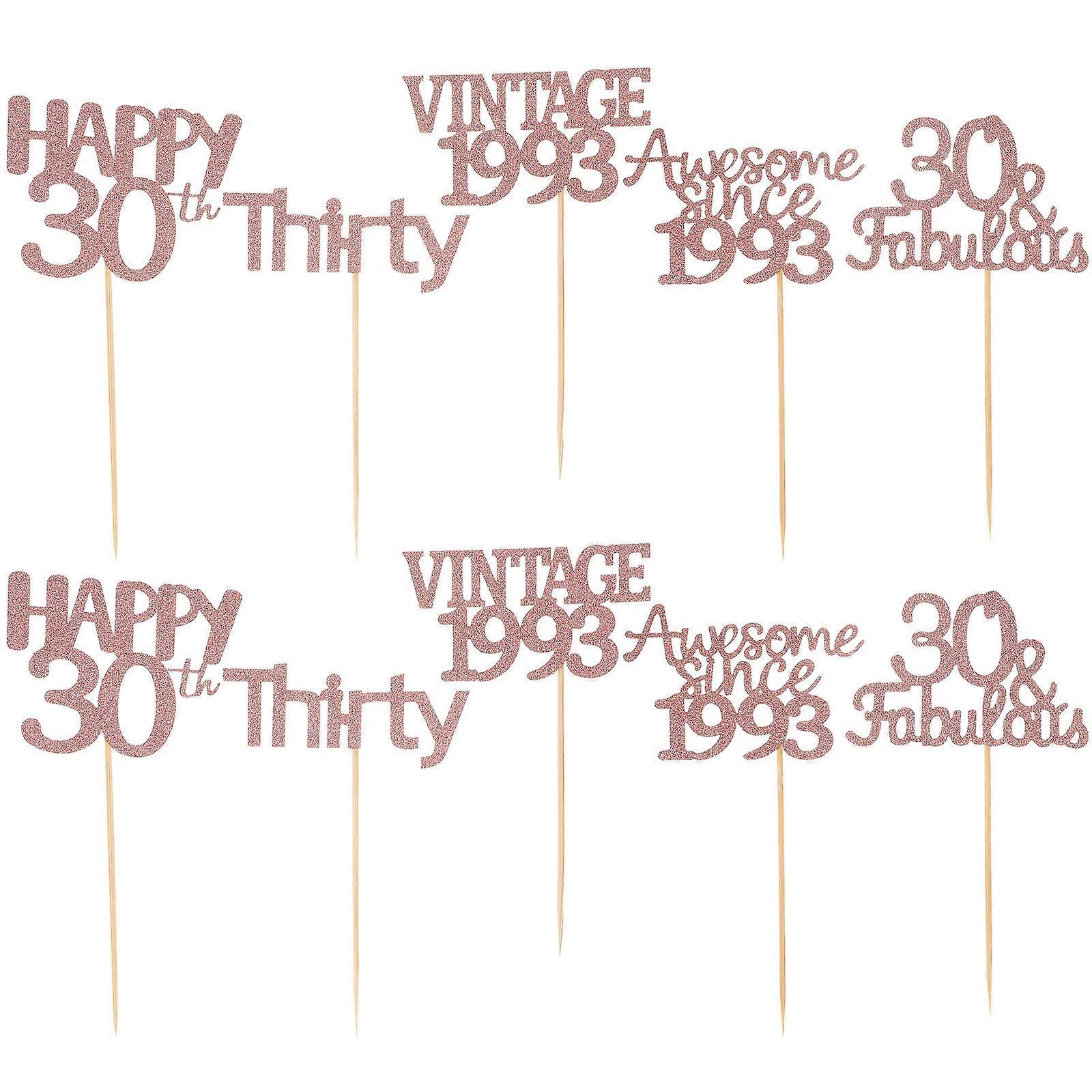 Egg Cake Insert for Decor 30Pcs 30th Birthday Party Cake Picks Assorted Color