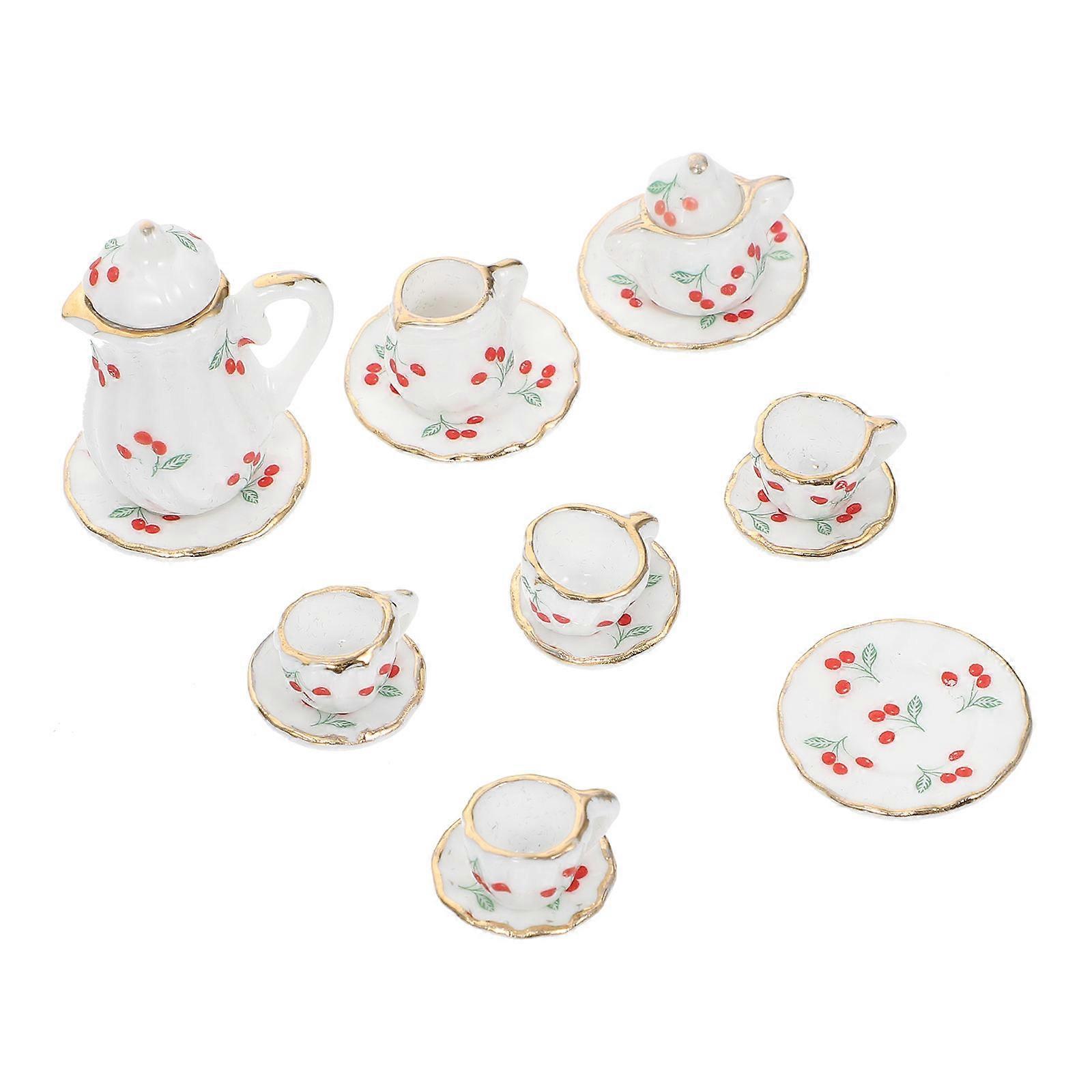 Miniature Tea Cup Set Mini House Accessories for Decor 1Set Ceramic Toy