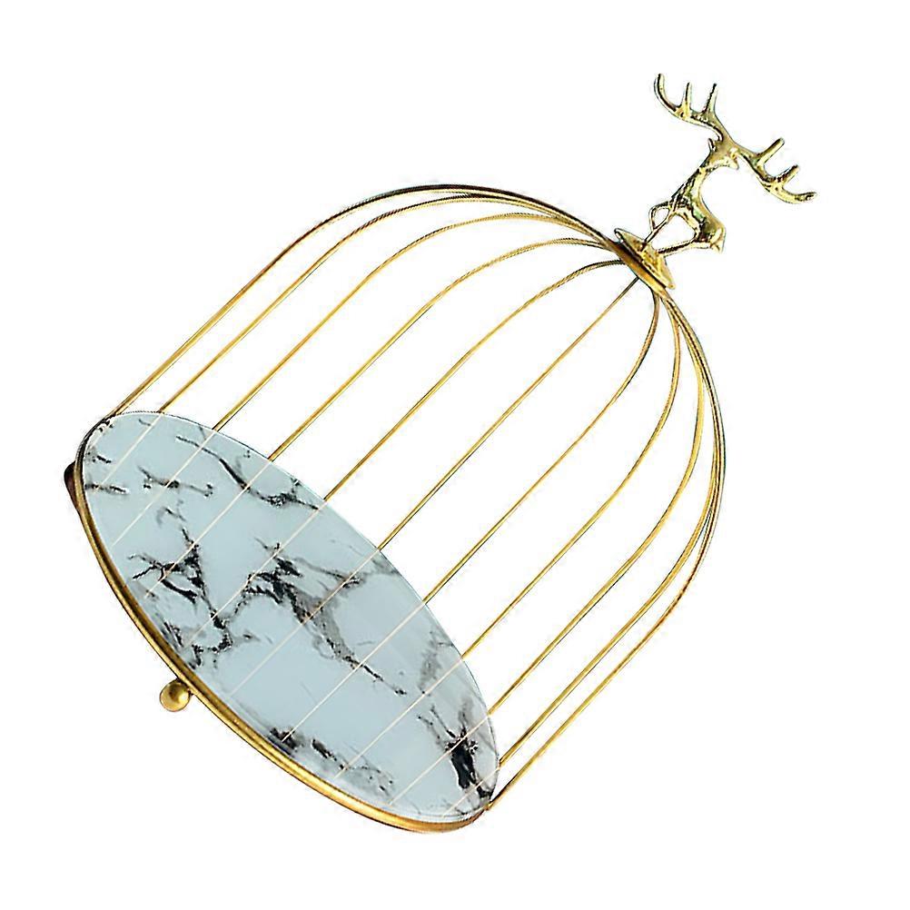 Golden Deer Head Storage Box Bird Cage Cosmetics Organizer Rack for Storage Use