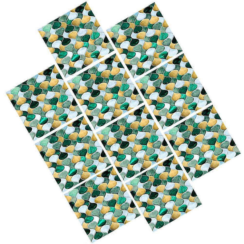 Tile Sticker PVC Sticker for Decoration 10Pcs Green Mosaic Pattern Set