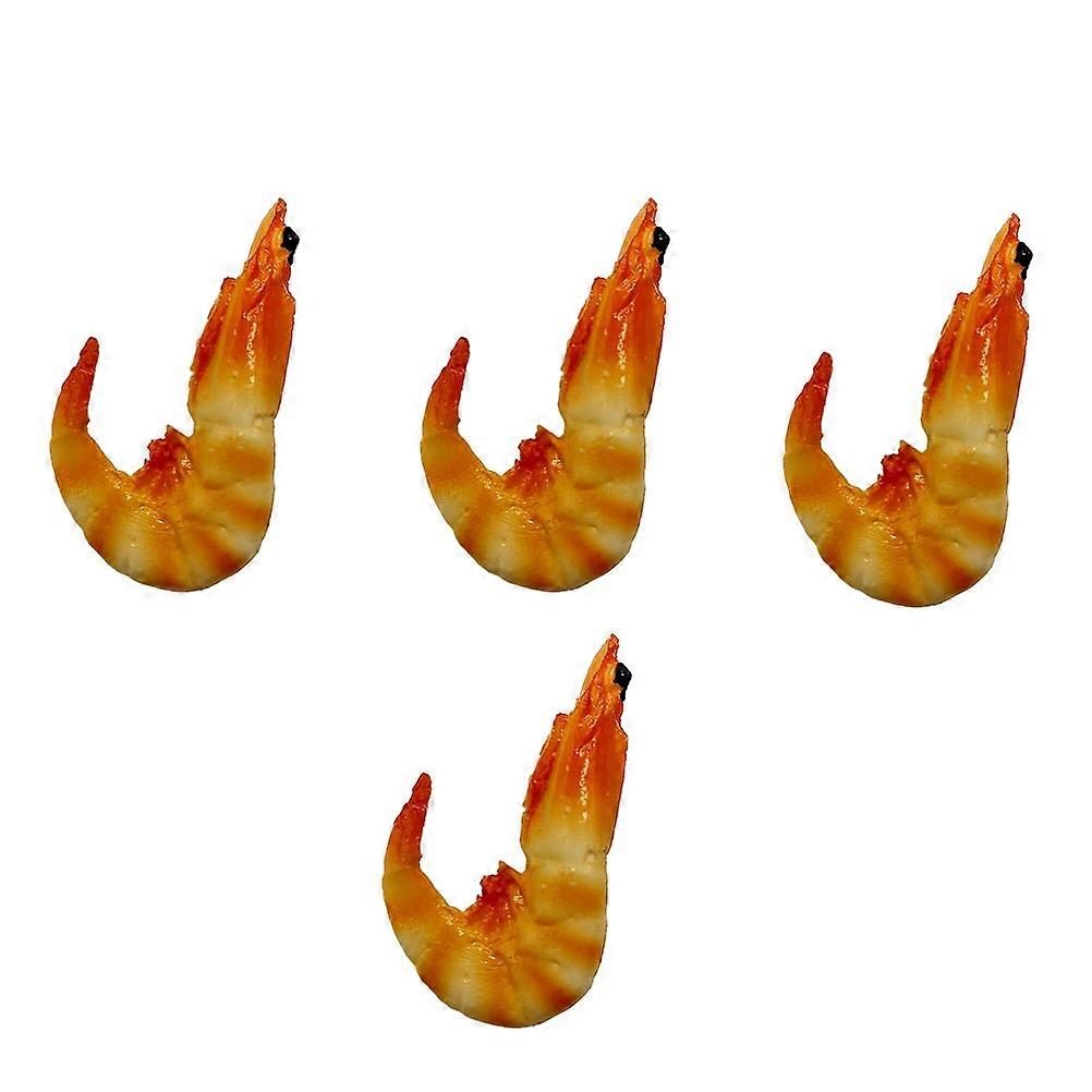 PVC Cooked Shrimp Model for Decor 4Pcs Red Simulated Food Models