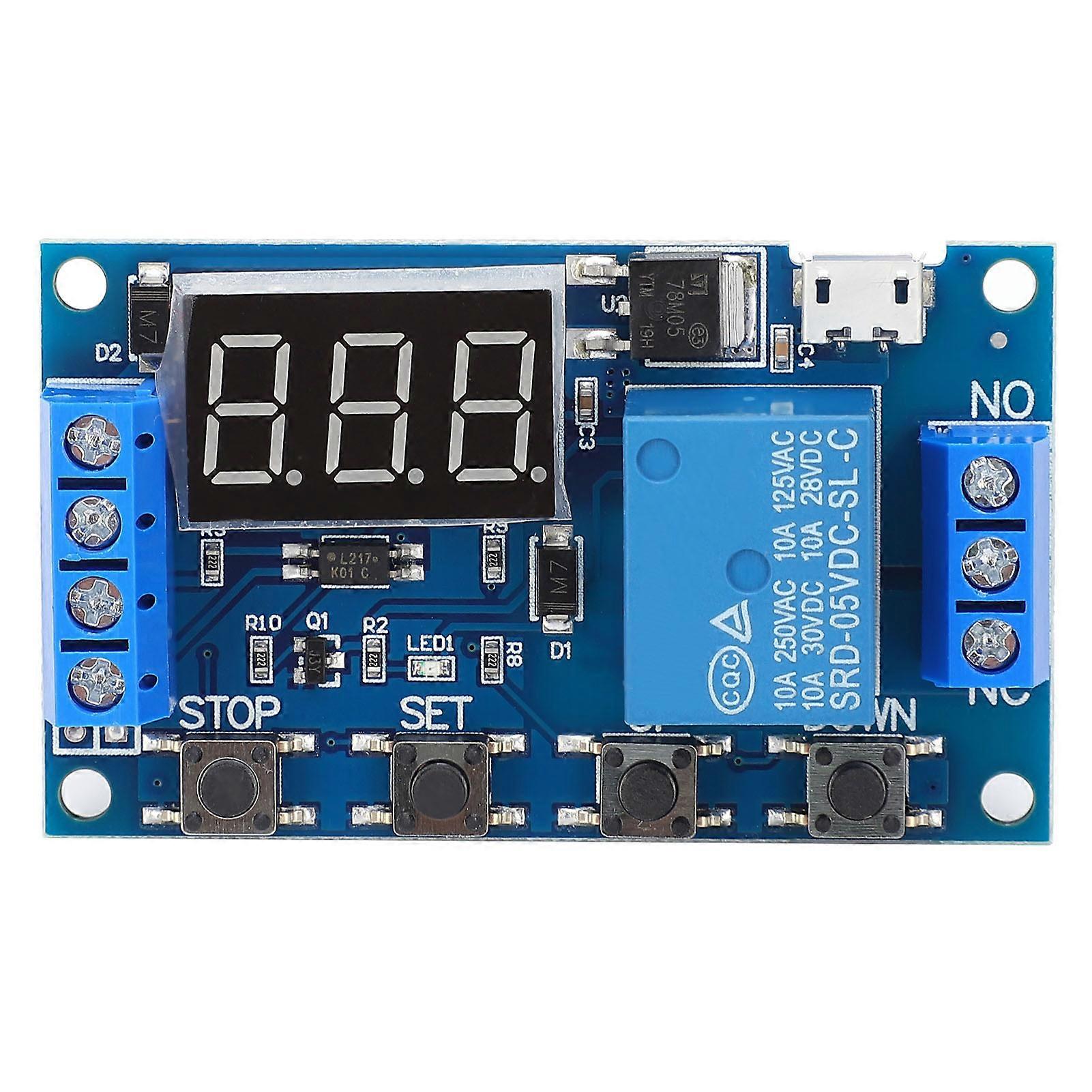 Relay Board Cycle Delay Timer Circuit Switch Delay Trigger Module 6-30V Micro USB 5V