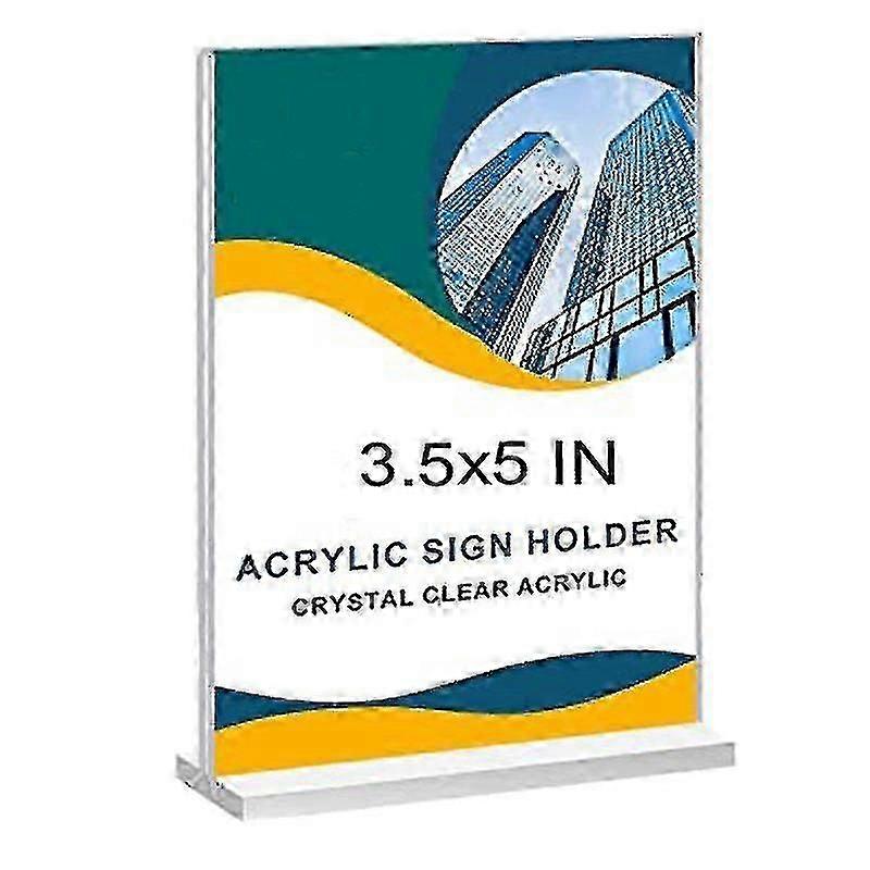 Support de signe en acrylique 3,5x5 pouces clair en forme de T Support d’affichage de bureau, support de table pour photo