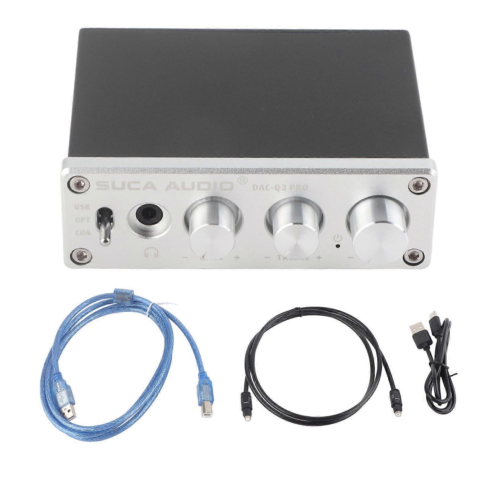 AC Q3 PRO DAC Decoding Audio Decoder with Headphone Amplifier for 3.5MM Headphones (Silver)