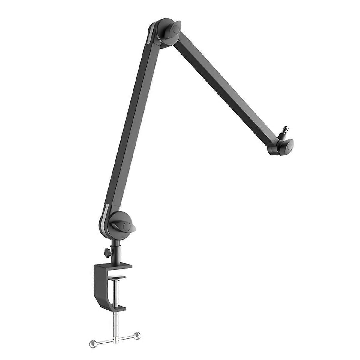 Scissor Shaped Foldable Microphone Stand with Cable Management Channel and Desktop Mounted Microphone Boom