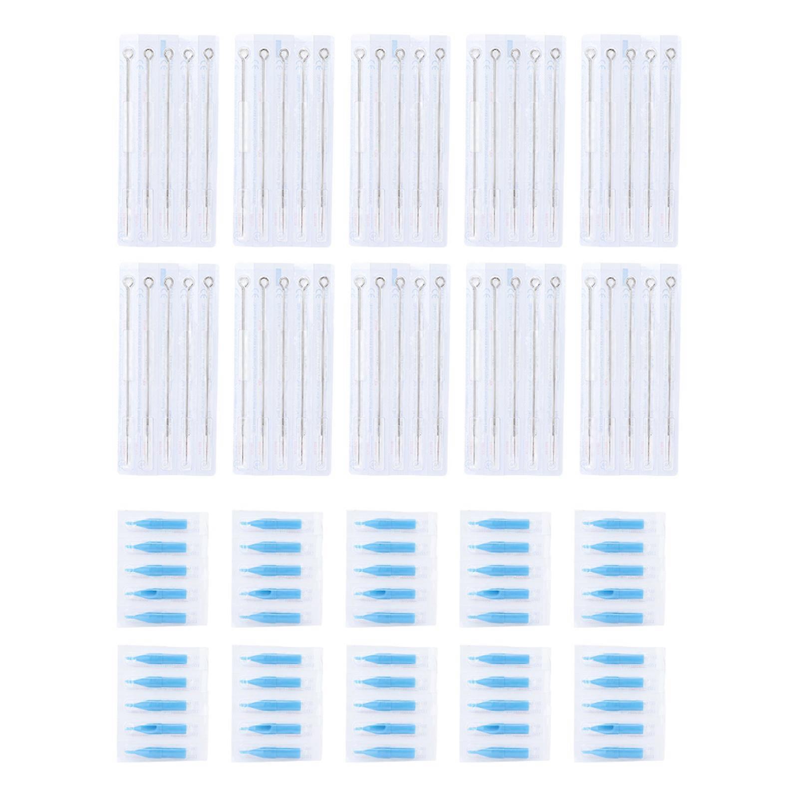 Lot de 50 aiguilles de tatouage en acier inoxydable de qualité alimentaire, 50 tubes d'aiguilles de tatouage (1RL + 3DT)