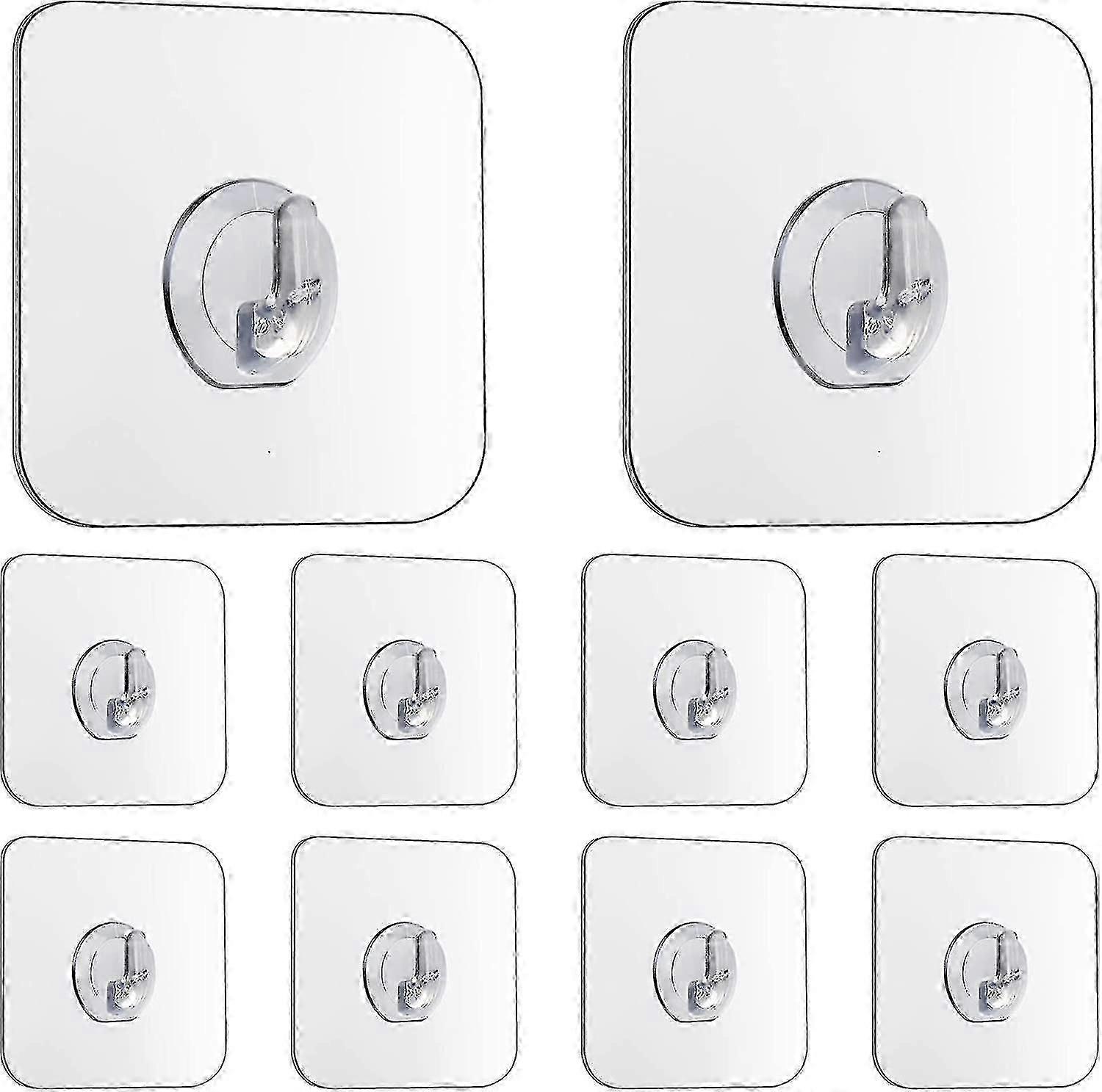 Magic Hooks, Transparent Self-adhesive , Removable Without Nails Heavy Duty Sticky Hooks For Kitchen, Bathroom, Door Wall,10 Pack Black Gyg8-01