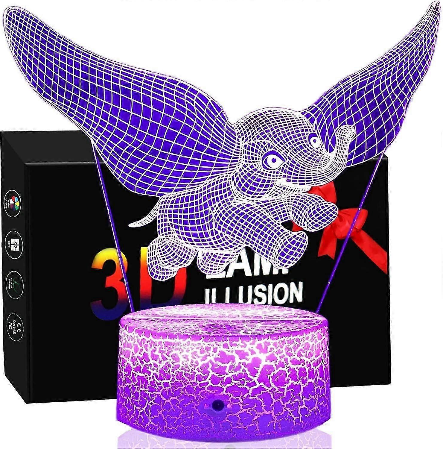 Elephant 3D Night Light for Kids,3D Lamp Optical Illusion with Remote Control&Smart Touch