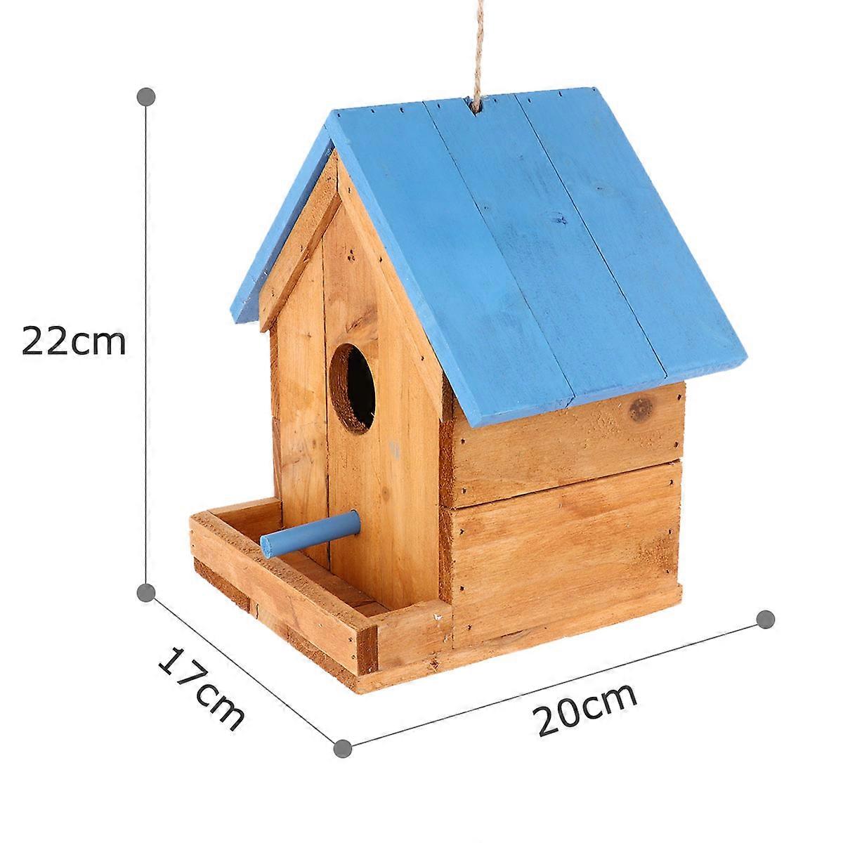 Wood Bird Feeder Hanging Feeding Nest with Standing Bar 2Pcs