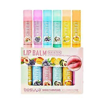 Mehrfarbiger, fruchtiger Lippenbalsam mit feuchtigkeitsspendender Formel für weiche und gesunde Lippen, 12er-Packung