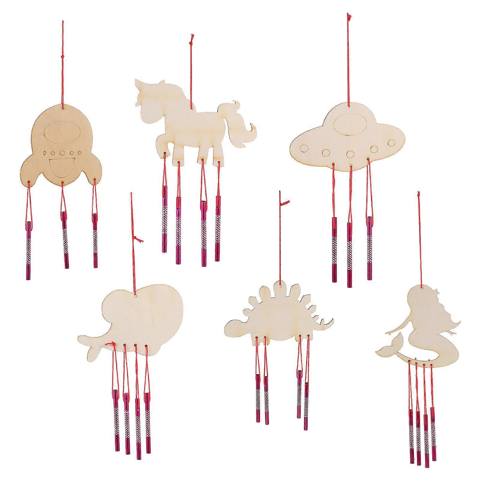 DIY Wooden Wind Chime Hanging Ornament for Kid Use 48Sets Beige