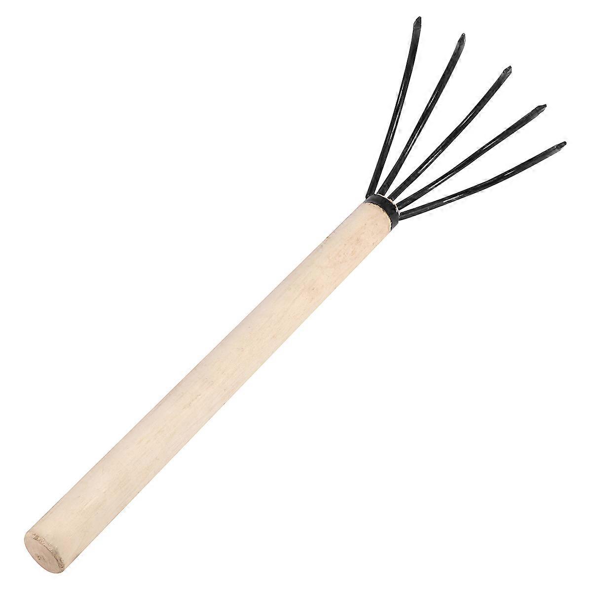 Multifunctional Rake Garden Rake for Gardening Use 3Pcs Iron Wooden Set