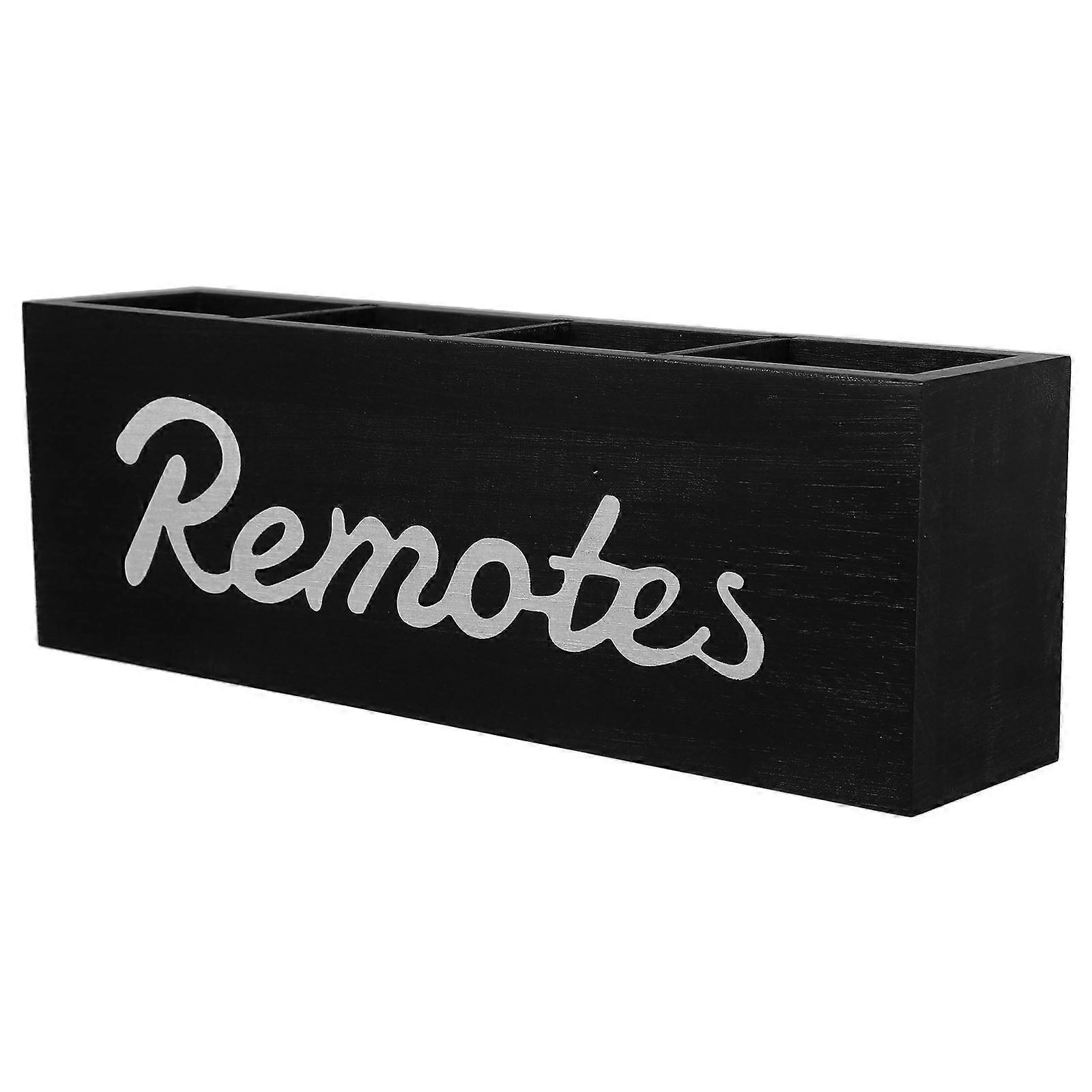 Black Wooden Remote Control Storage Box for Storage 5Pcs Desk Caddy