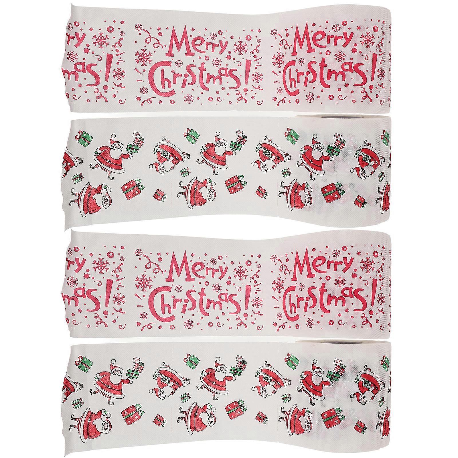 Holiday Toilet Paper 8 Rolls Christmas Pattern Funny Paper Versatile Usage Restaurant Decor