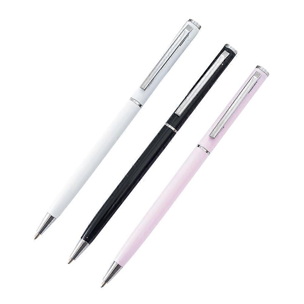 Solid Color Ballpoint Pens Metal Ball Pens for Writing 3Pcs Set Assorted Colors